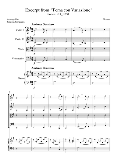 Excerpt from sonate k331 - "Tema con Variazione" (arr. Gildson Cerqueira)