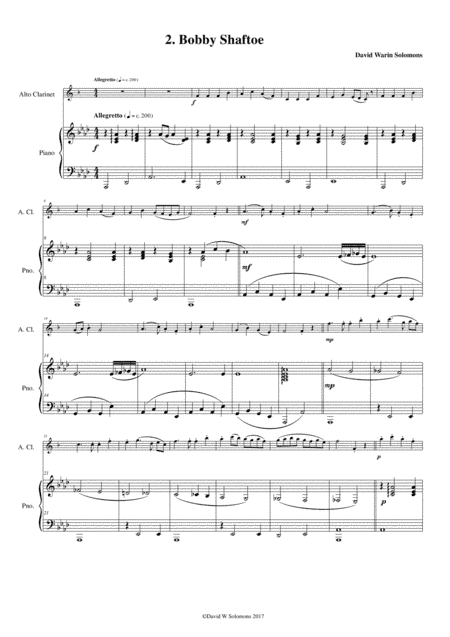 Folk Song Snapshots No 2 Bobby Shafto for alto clarinet and piano (arr. David Warin Solomons)