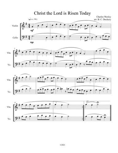 Christ the Lord is Risen Today (violin and cello duet) (arr. B. C. Dockery)