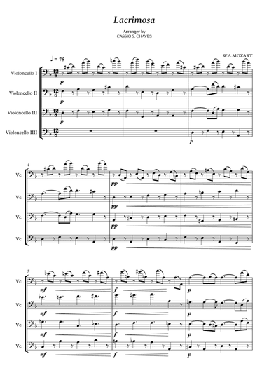 Mozart - Lacrimosa for String Quartet (arr. Cássio Silva Chaves)