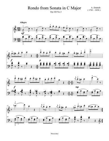 Diabelli Rondo from Sonatina in C Major Op.168 No.3 (arr. Ben Choupak)