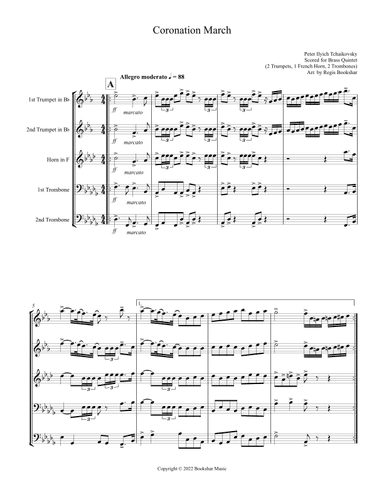 Coronation March (Db) (Brass Quintet - 2 Trp, 1 Hrn, 2 Trb) (arr. Regis Bookshar)