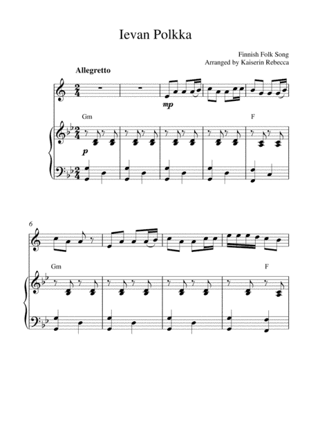 Ievan Polkka (Bb clarinet solo and piano accompaniment) (arr. Kaiserin Rebecca)