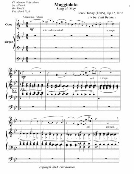 Maggiolata-Hubay-Oboe/Organ (arr. Phil Beaman)