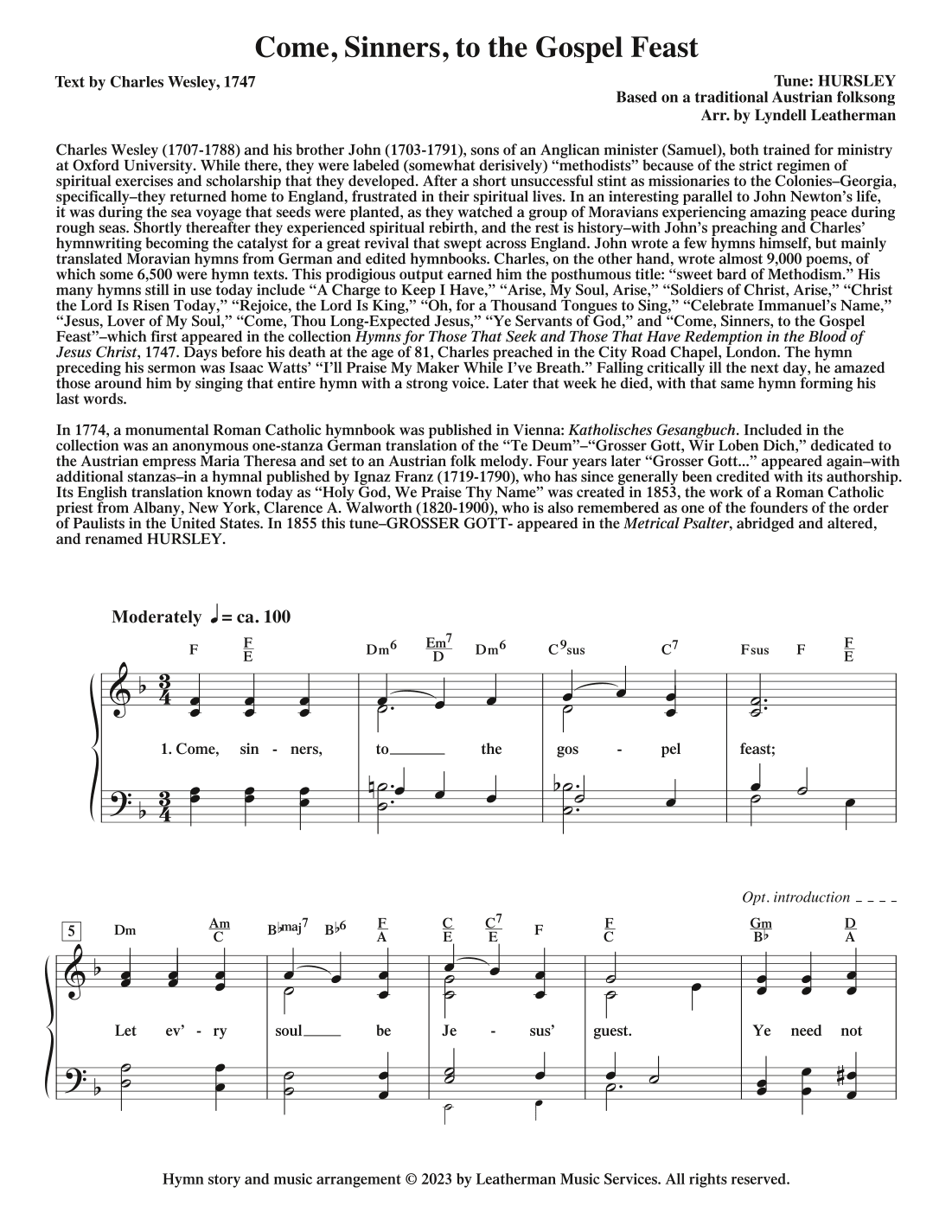 Come, Sinners, to the Gospel Feast (arr. Lyndell Leatherman)