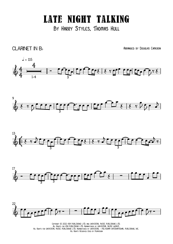 Late Night Talking (arr. Douglas Cameron)