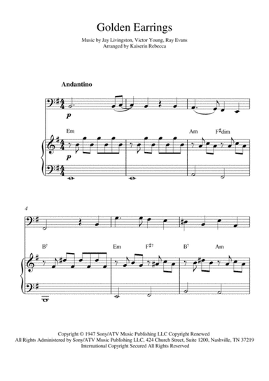 Golden Earrings (arr. Kaiserin Rebecca)