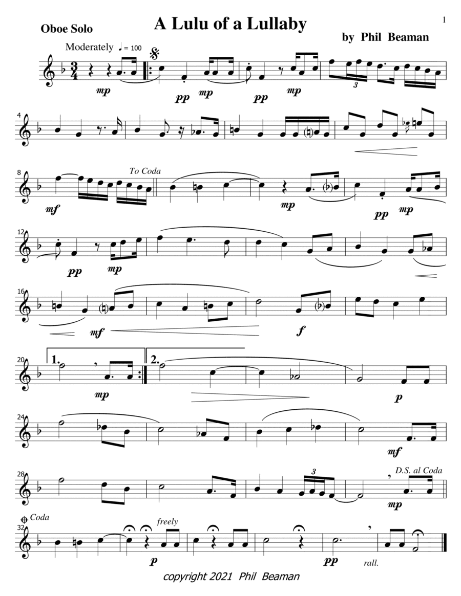 A Lulu of a Lullaby-oboe solo