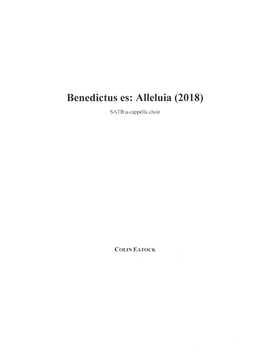 Benedictus es: Alleluia (2018)