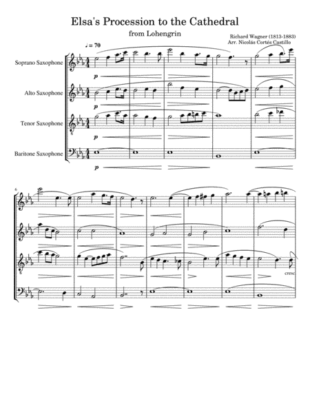 Richard Wagner - Elsa's Procession to the Cathedral - Sax Quartet (arr. Nicolás Cortés Castillo)