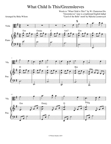What Child is This?/Greensleeves--viola solo (arr. Beka Wilson)