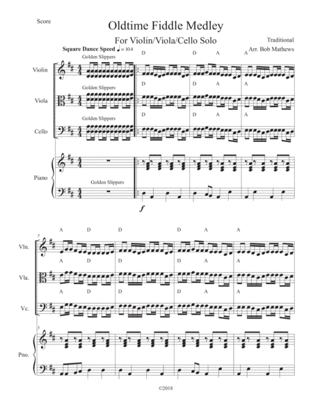 Old-time Fiddle Medley Violin/Viola/ or Cello solo (arr. Bob Mathews)