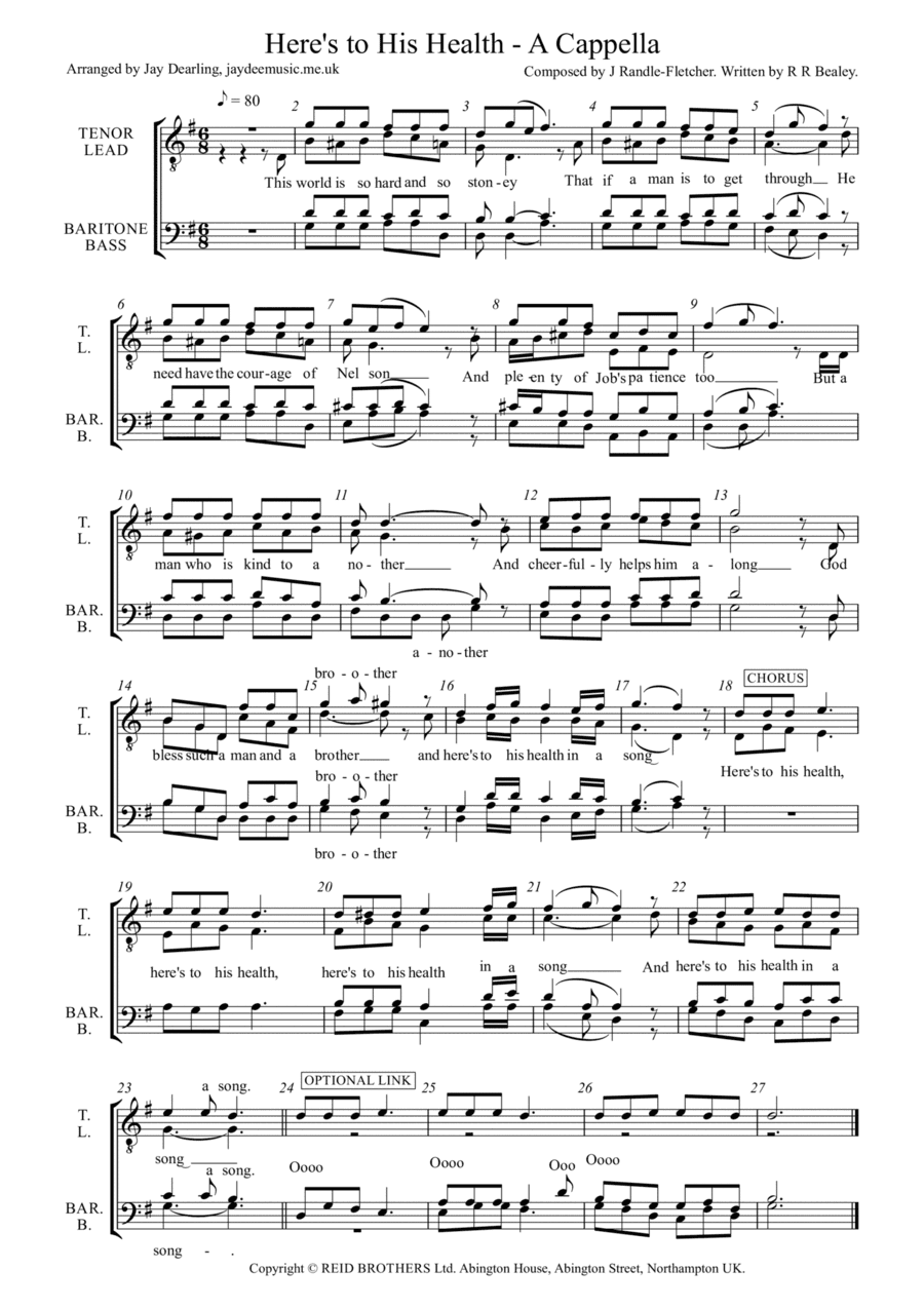 Here's to His-Her Health (arr. Jay Dearling)