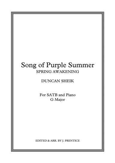 The Song Of Purple Summer (arr. Jonathan Prentice)