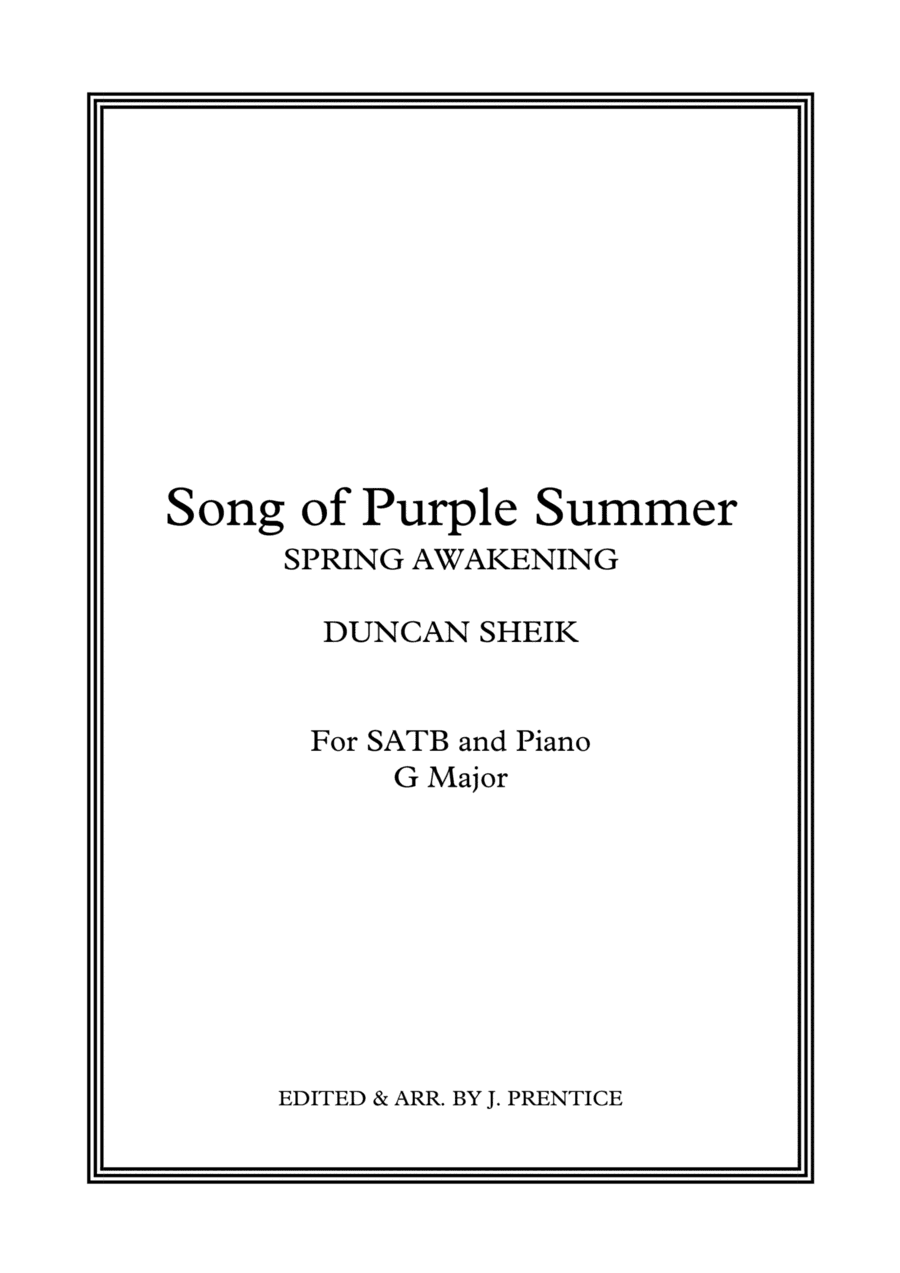 The Song Of Purple Summer (arr. Jonathan Prentice)
