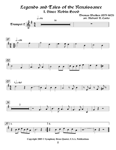 Legends & Tales of the Renaissance (of Loss) -  1. Since Robin Hood (Trumpet 2) (arr. Richard R. Cardo)