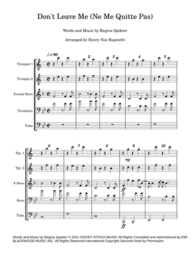 Don't Leave Me (ne Me Quitte Pas) (arr. Henry Von Ruprecht)
