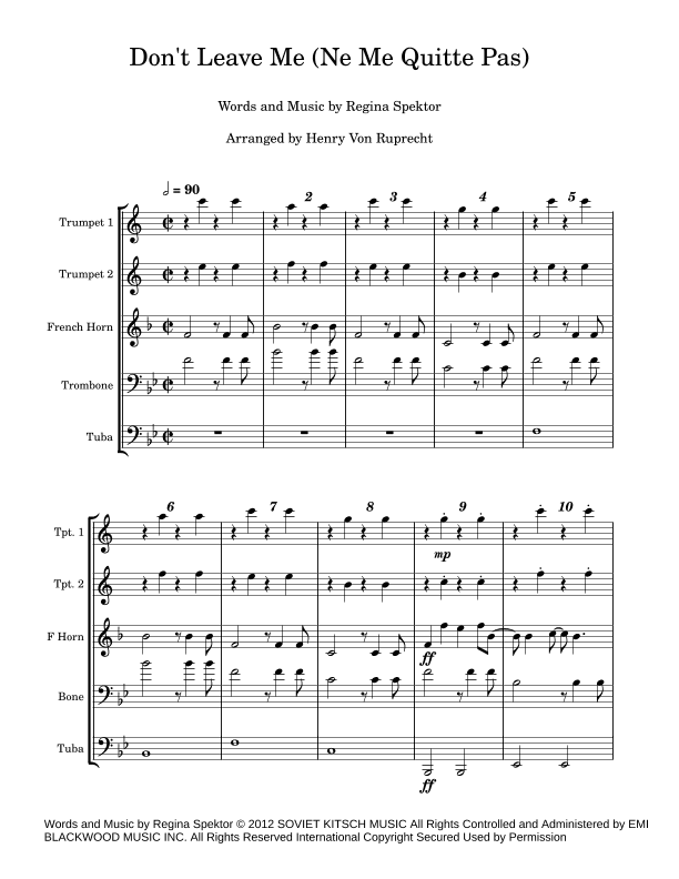 Don't Leave Me (ne Me Quitte Pas) (arr. Henry Von Ruprecht)