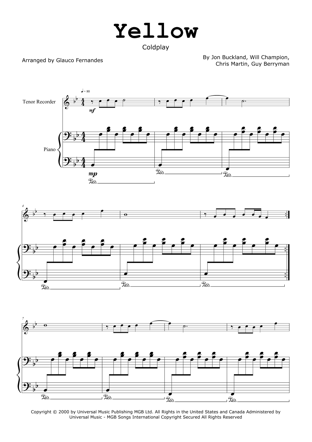 Yellow (arr. Glauco Fernandes)