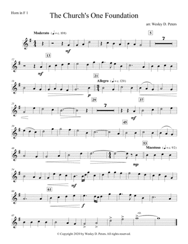 The Church's One Foundation (Horn Quartet) (arr. Wesley D. Peters)