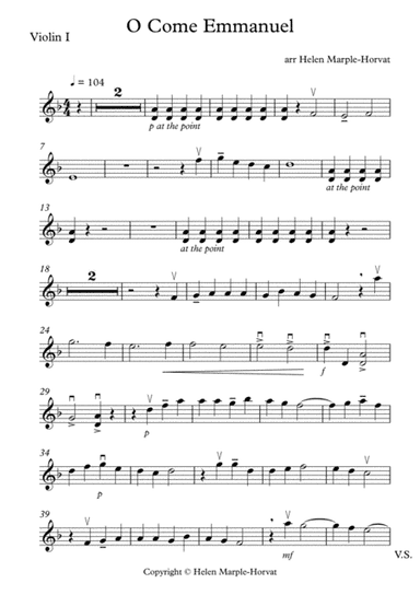 O COME EMMANUEL for STRING QUARTET AND/OR STRING ORCHESTRA (arr. HELEN MARPLE-HORVAT)