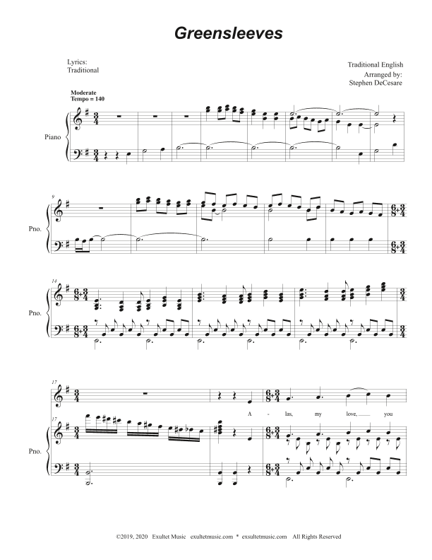 Greensleeves (Vocal Solo) (arr. Stephen DeCesare)