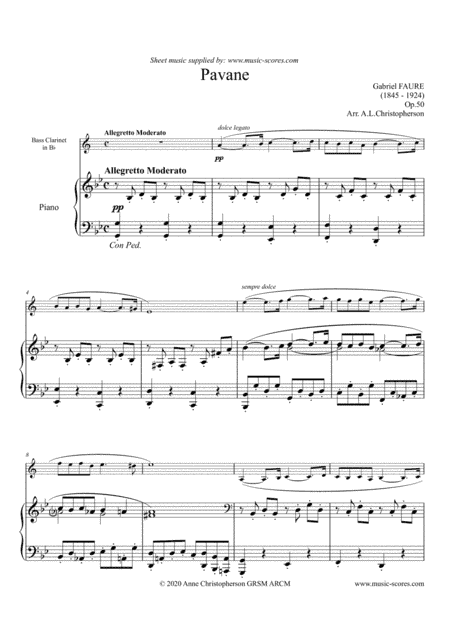 Op.50 Pavane - Bass Clarinet and Piano (arr. Anne L Christopherson GRSM ARCM)