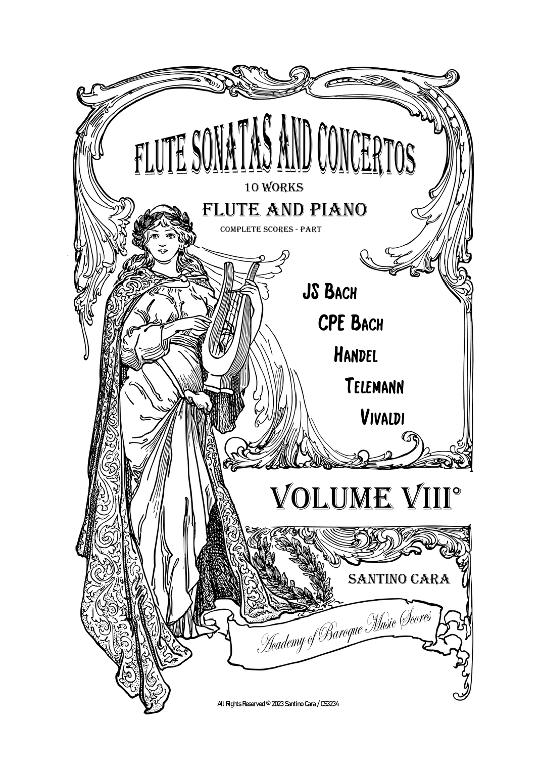 10 Flute Sonatas and Concertos (Volume 8) for Flute and Piano - Scores and Flute Part (arr. Santino Cara)