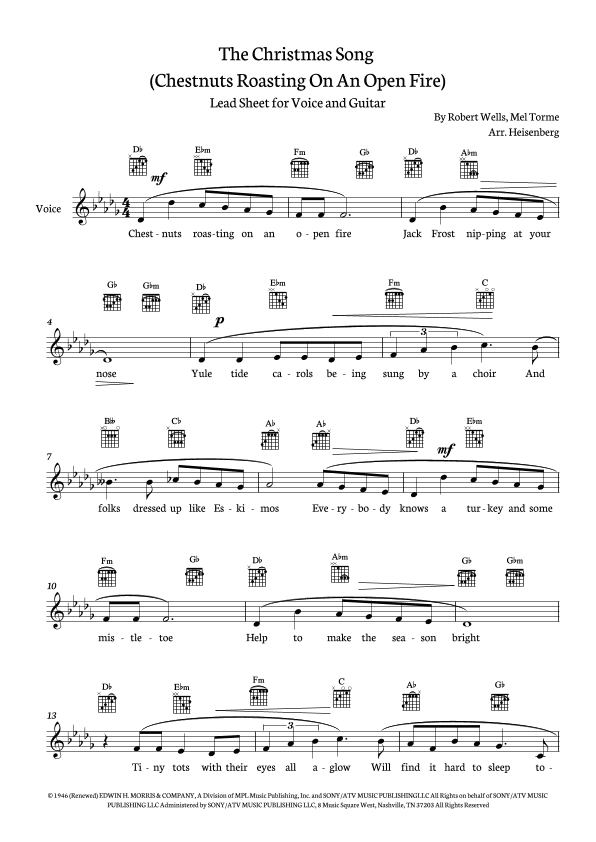 The Christmas Song (chestnuts Roasting On An Open Fire) (arr. Heisenberg)
