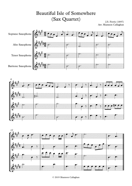 Beautiful Isle of Somewhere - Sax Quartet (arr. Shannon Callaghan)