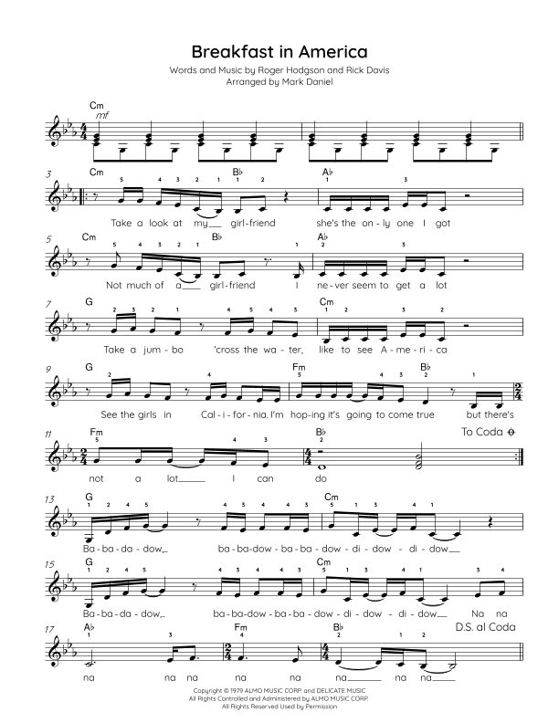 Breakfast In America (arr. Mark Daniel)