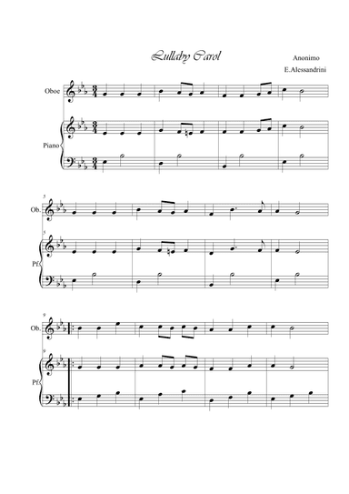 Lullaby Carol. Oboe and piano (arr. Ester Alessandrini)