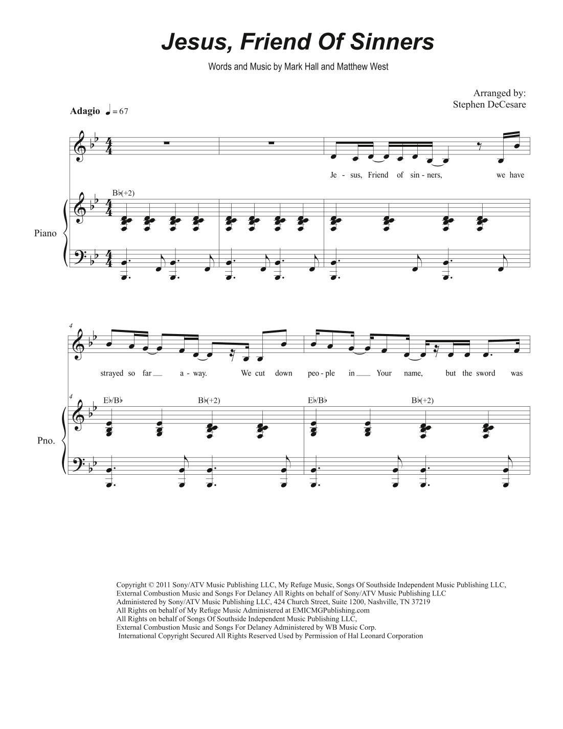 Jesus, Friend Of Sinners (arr. Stephen DeCesare)