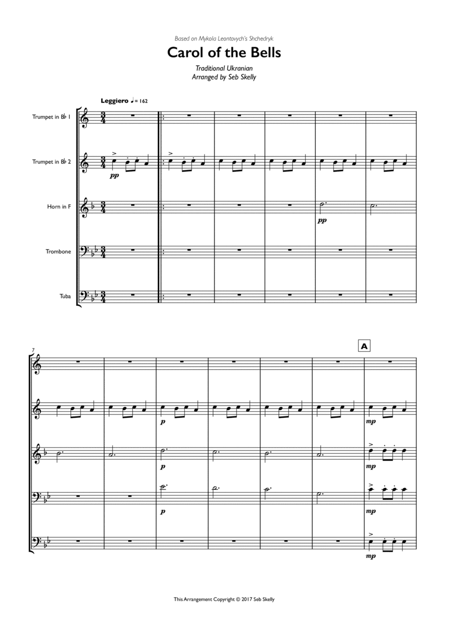 Carol of the Bells for Brass Quintet (arr. Seb Skelly)
