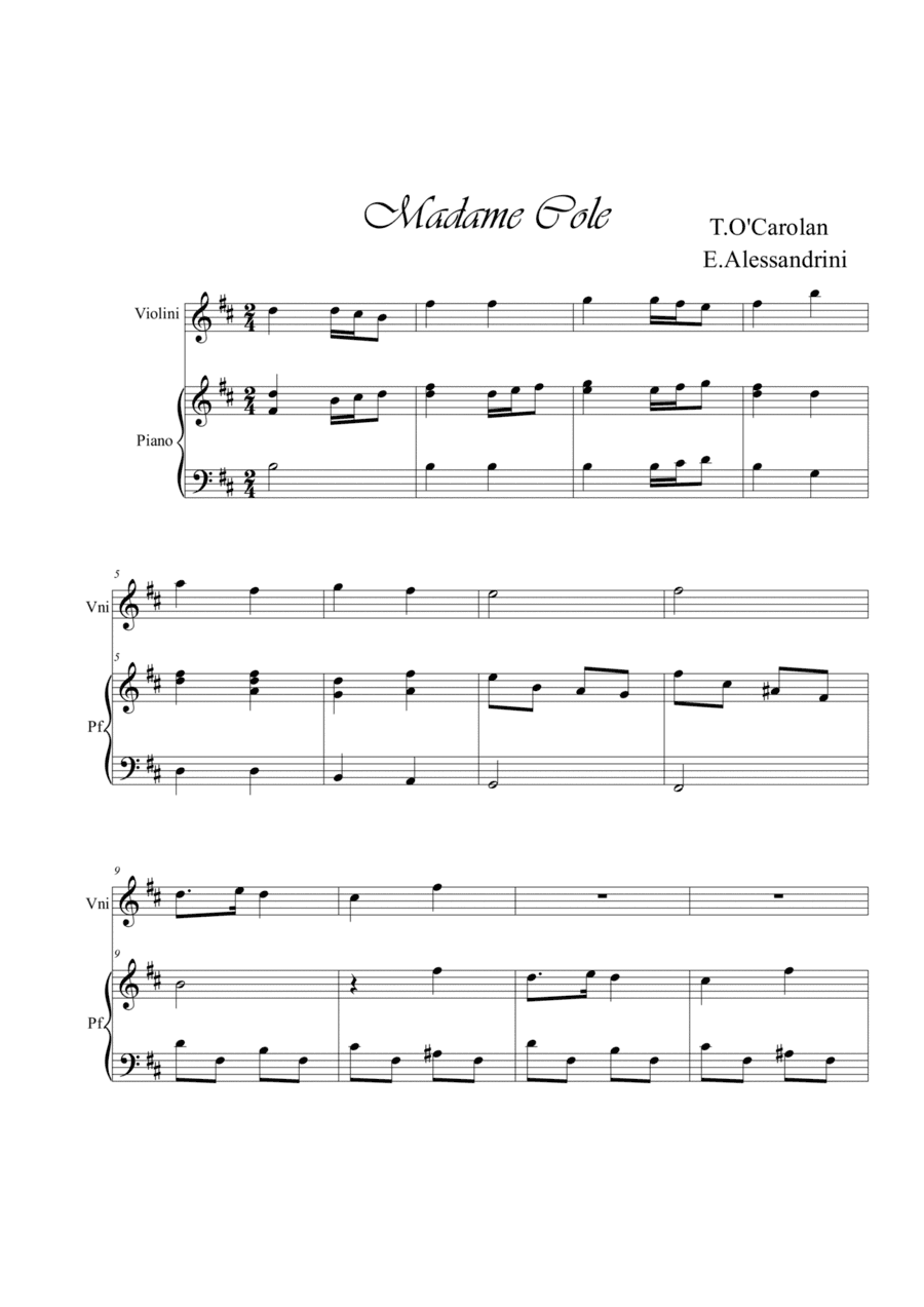 Madame Cole. Violin and piano (arr. Ester Alessandrini)