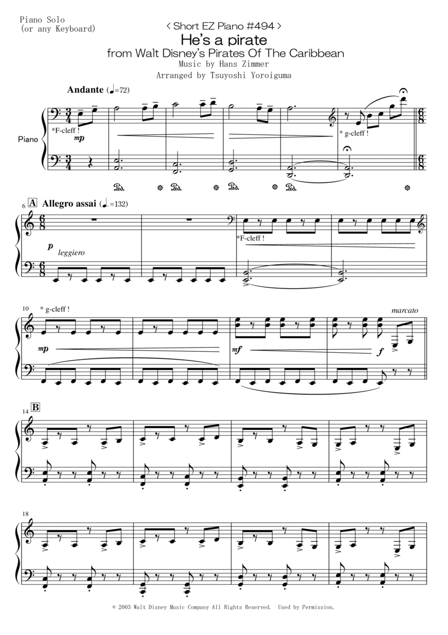 He's A Pirate (arr. Tsuyoshi Yoroiguma)