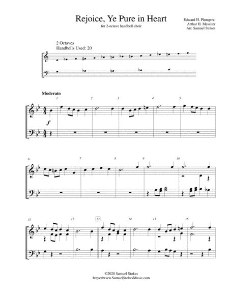 Rejoice, Ye Pure in Heart (Rejoice, O Pilgrim Throng) - for 2-octave handbell choir (arr. Samuel Stokes)