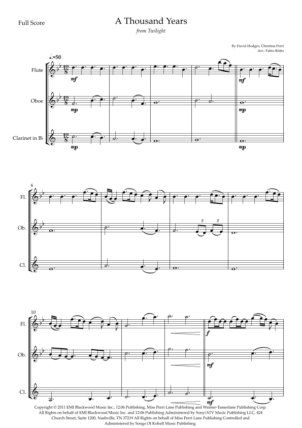 A Thousand Years (arr. Fabio Britto)
