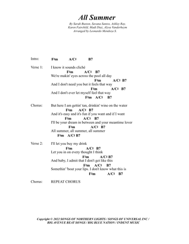 All Summer (arr. Leonardo Mendoza S.)