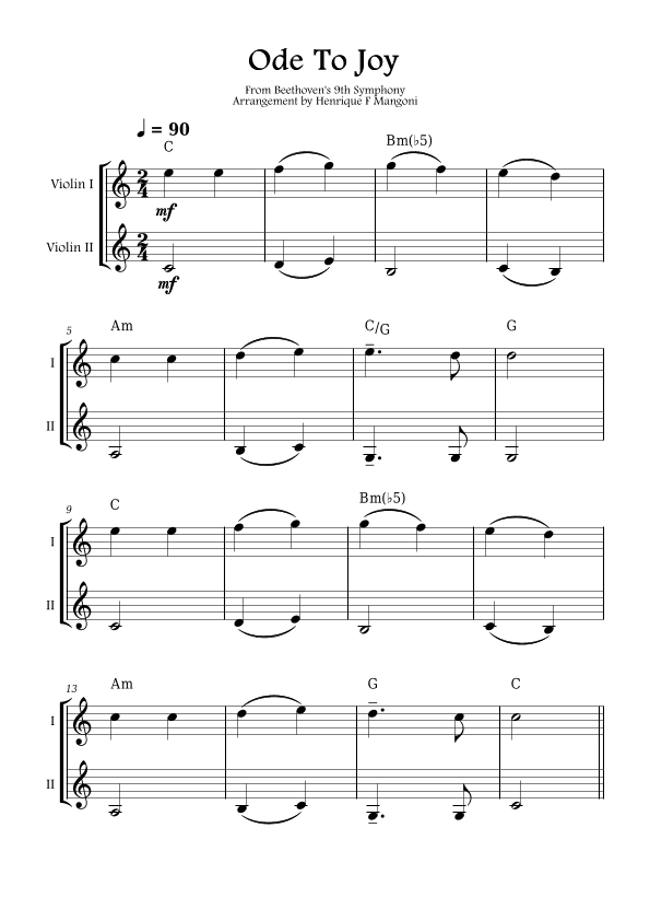 Ode To Joy (arr. Henrique F Mangoni)