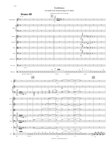 Exuberance for string ensemble and jazz combo, on motifs from J.S. Bach Toccata & Fugue
