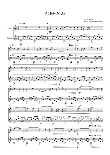 O Holy Night, Adolphe-Charles Adam, For Flute & Guitar