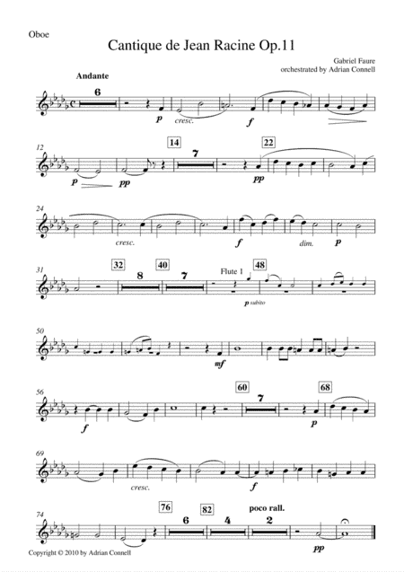 Faure - Cantique de Jean Racine orchestrated Adrian Connell - Oboe (arr. Adrian Connell)