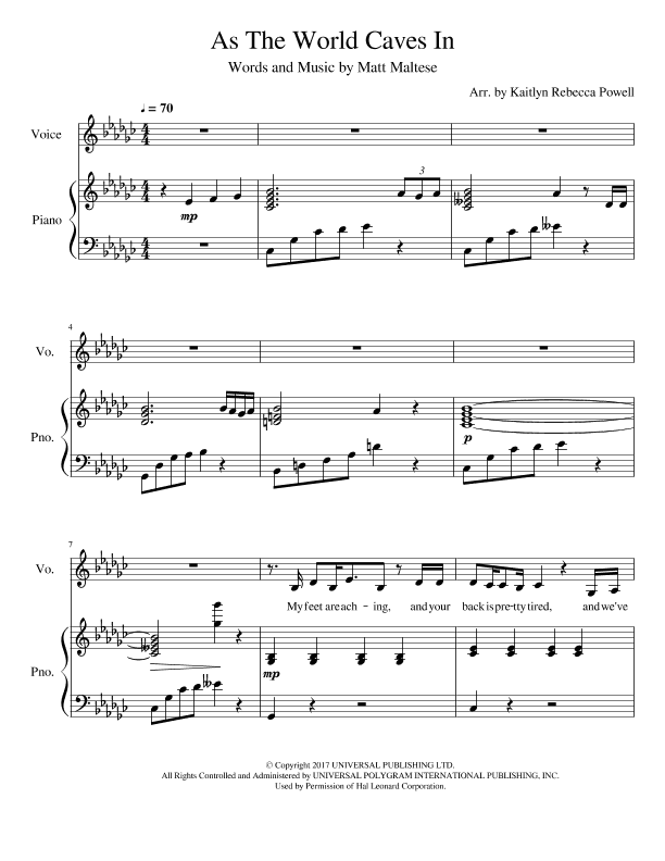 As The World Caves In (arr. Kaitlyn Rebecca Powell)