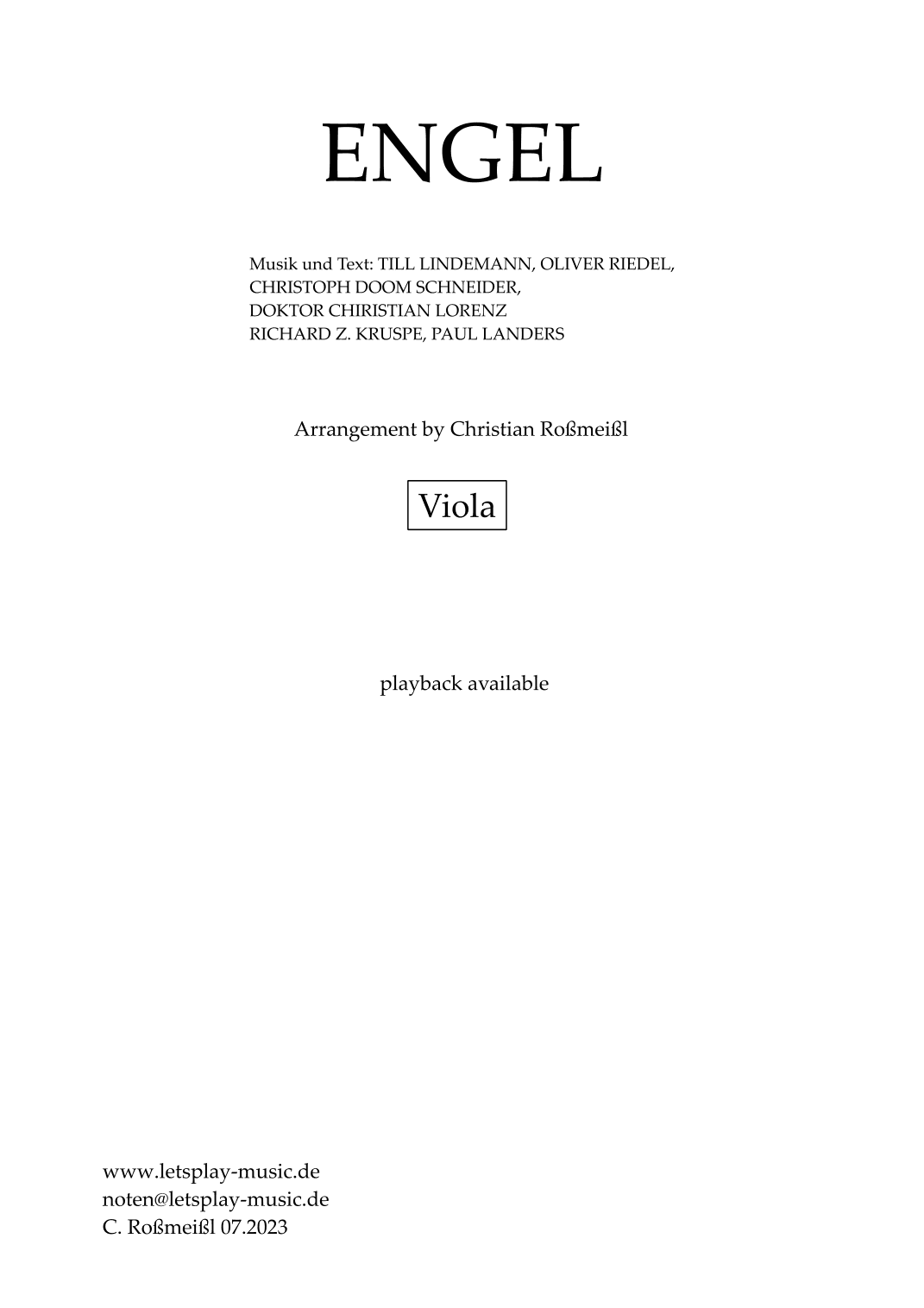 Engel (arr. Christian Roßmeißl)