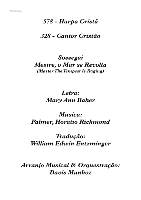 Sossegai(Master The Tempest Is Raging) (arr. Davis Munhoz)