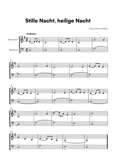 Stille Nacht, heilige Nacht (for French Horn and Bassoon) (arr. Cadenza Editions)