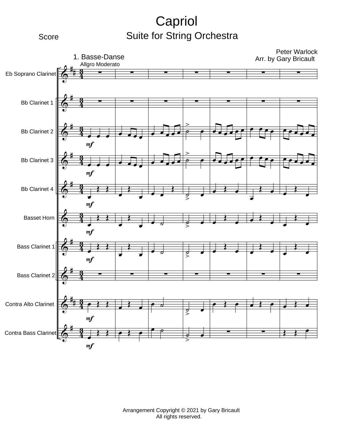 Capriol Suite (arr. Gary Bricault)