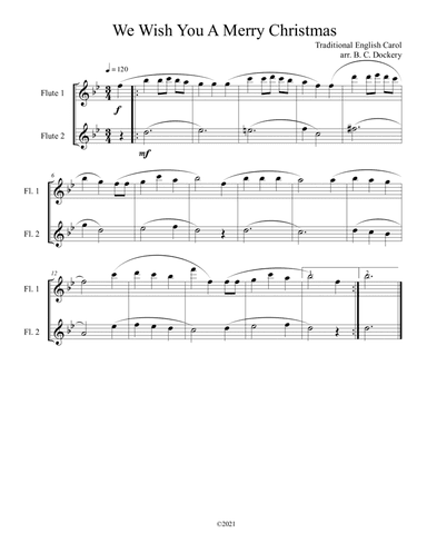 We Wish You A Merry Christmas (Flute Duet) (arr. B. C. Dockery)