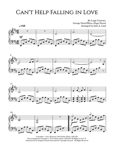 Can't Help Falling In Love (arr. Julie A Lind)